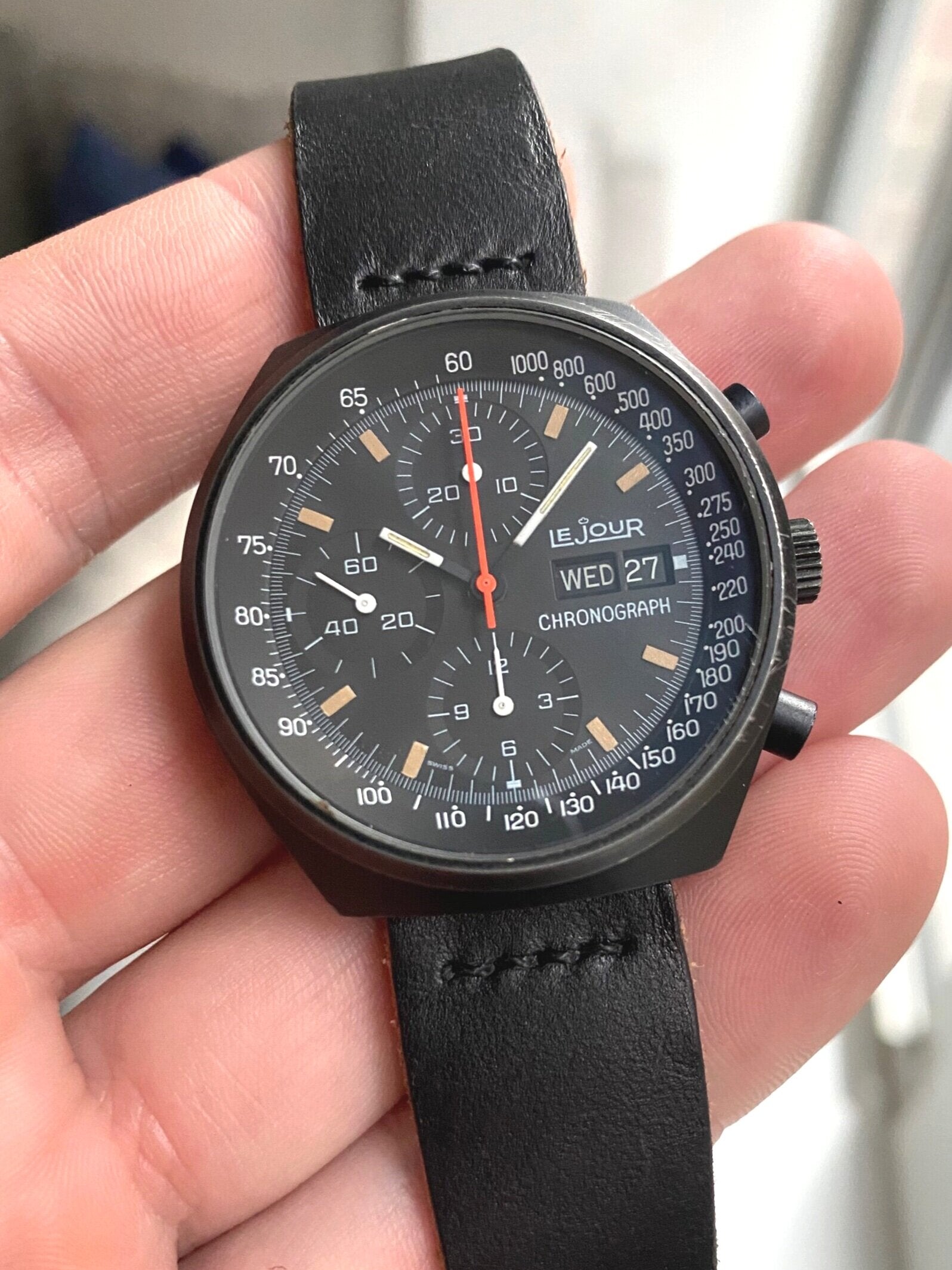 1970s LeJour PVD Chronograph ref. 7000 (Box & Papers)