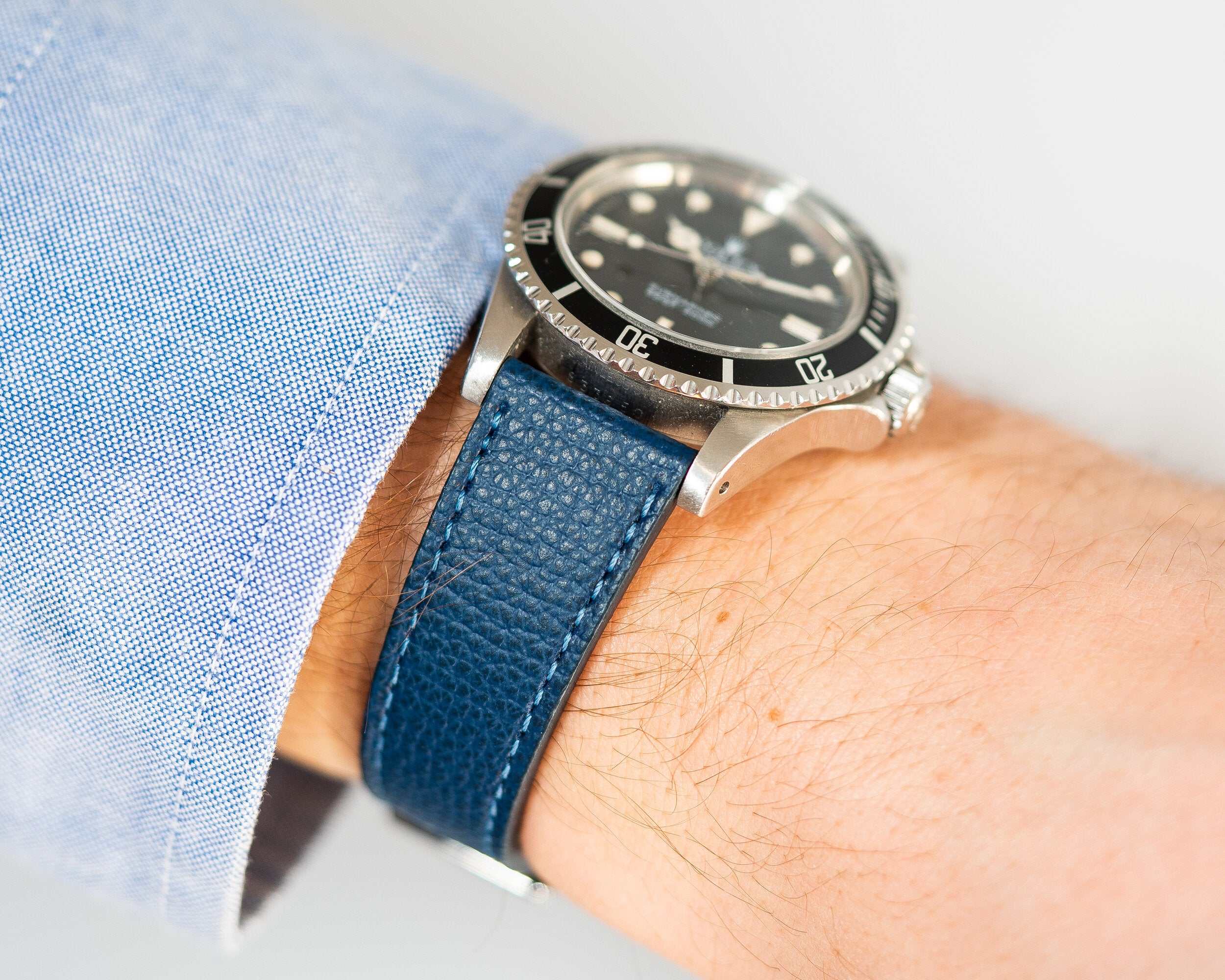 Marine Blue Pebbled Calfskin