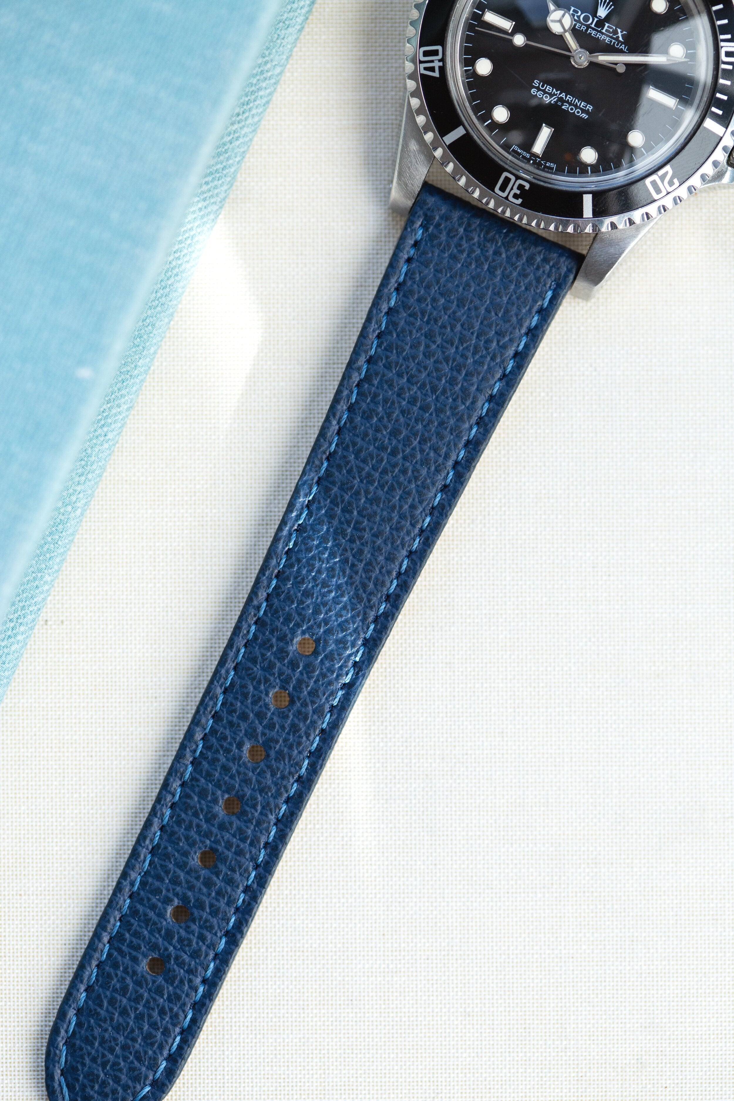 Marine Blue Pebbled Calfskin