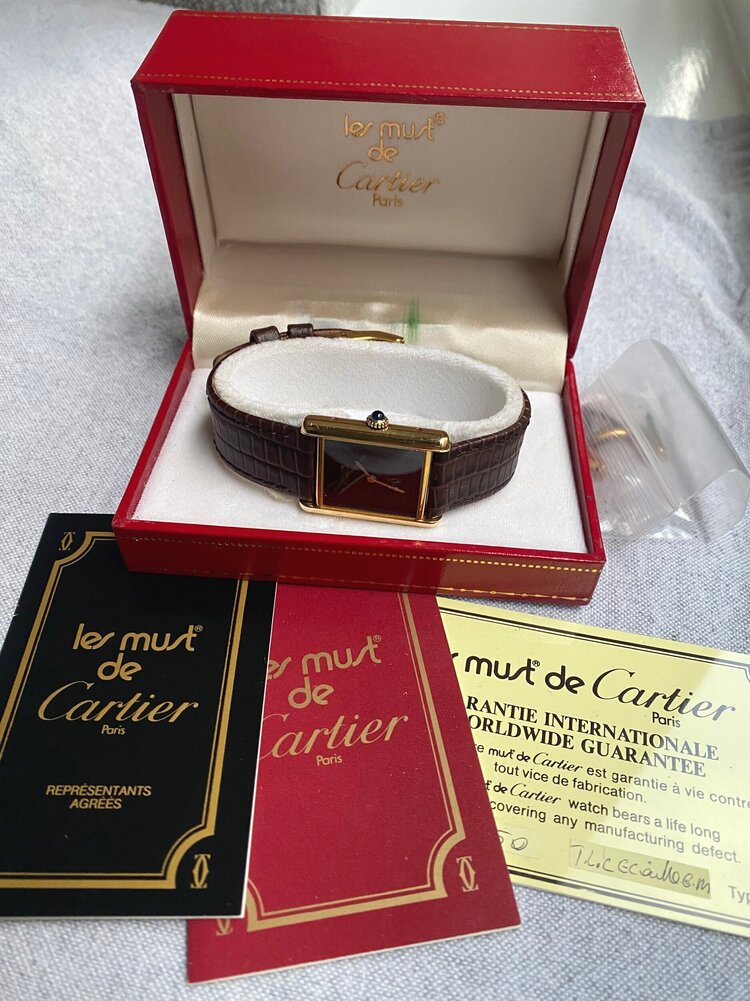 1981 Must de Cartier Tank 'Wood' Dial (Box & Papers)